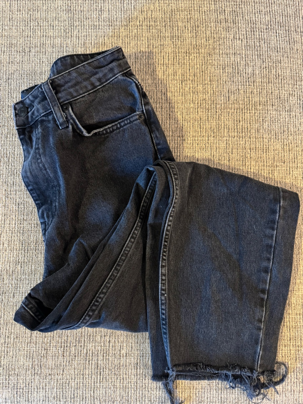 White Fox Boutique High-Rise Black Jeans with Raw Hem
